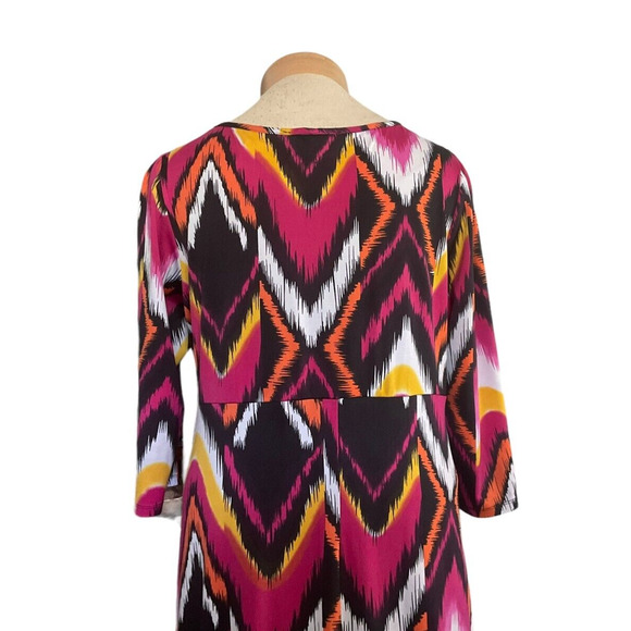 Ashley Stewart Maxi Dress 2X Multicolor Abstract Pattern Empire Waist 3/4 Sleeve - Picture 10 of 13